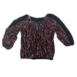 NWT Adrienne Vittadini 3/4 Sleeve Pink Animal Print Semi Sheer Blouse Lined S